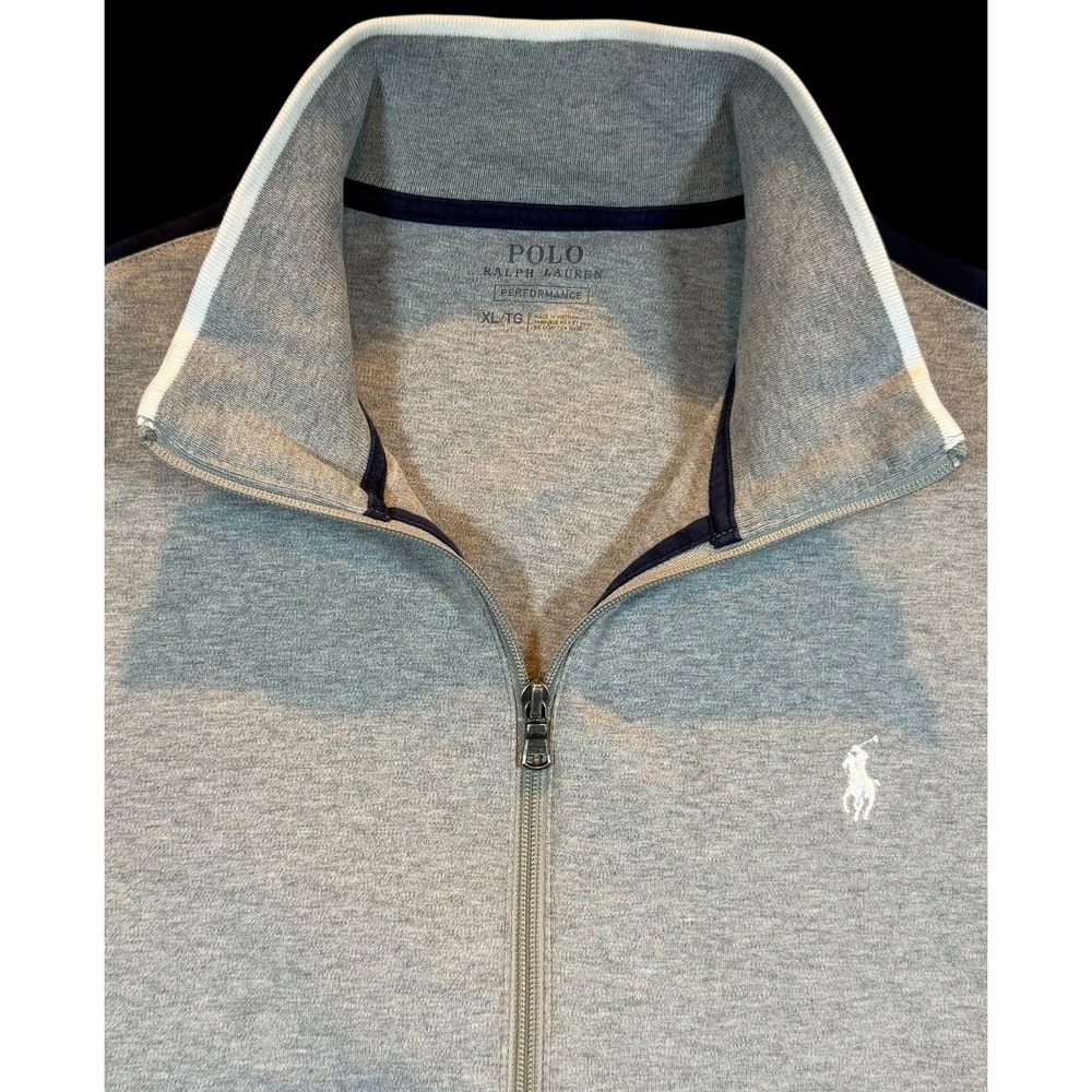 Ralph Lauren Men's  Varsity Track Jacket Grey Striped Full Zip RL Pony Size XL